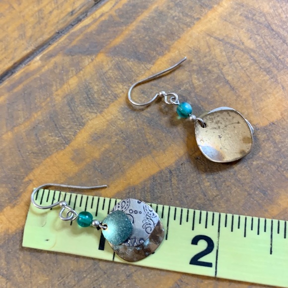 Trio of Boho Teal Blue Green Dangle Earrings - Picture 5 of 11